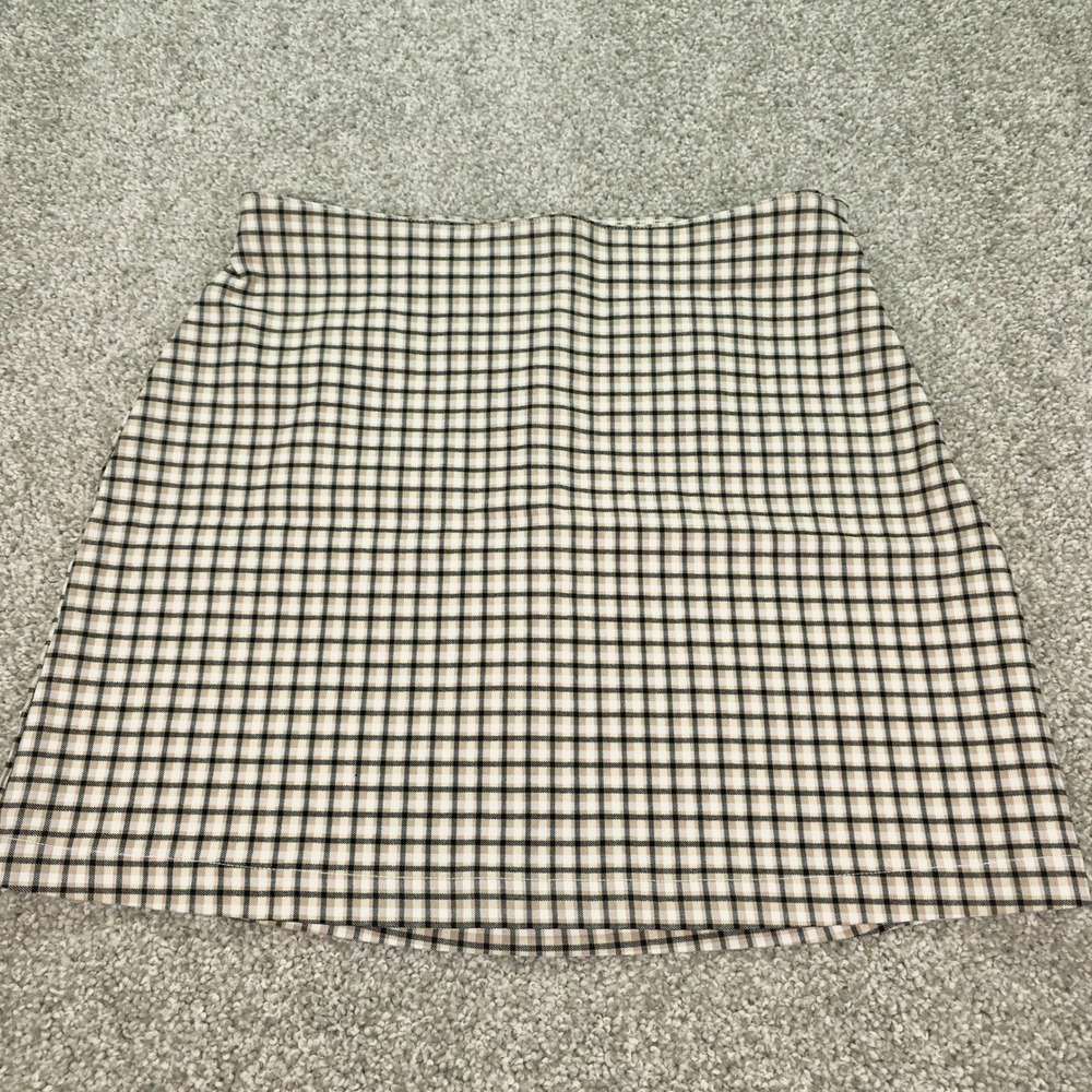 Hollister Plaid Mini Y2K Skirt Tan Black Ultra High Rise A-Line Size M